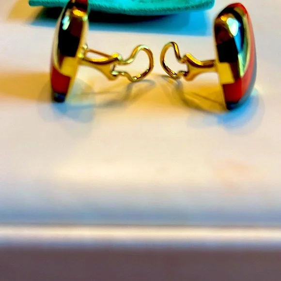 Rare🔥Tiffany Earrings.Angela Cummings SOLID18KYG.Coral,BlackOnyx,HematiteStamped - Picture 5 of 11